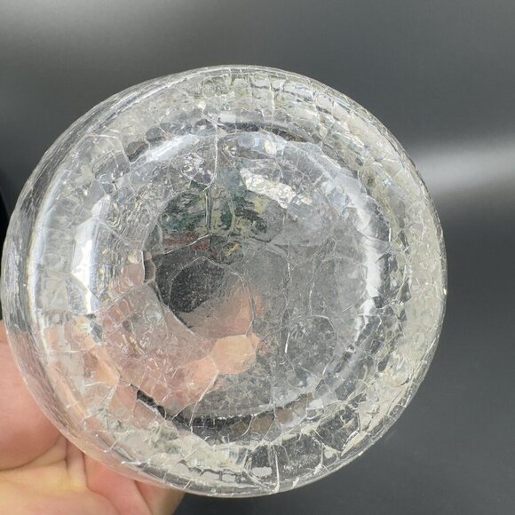 Vintage Tall Art Glass Vase Clear Crackle Glass Vessel Vase With Floral Pattern - Picture 11 of 14